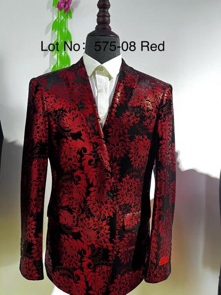 Retro Paris Suits Mens Suit Red - 38 Short Jacket+32 Waist Adjustable 28to34)(Height: 5’4”to5’7”)(Neck 15-16.5)S-M)