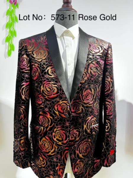 Retro Paris Suits Mens Suit Rose Gold - 38 Short Jacket+32 Waist Adjustable 28to34)(Height: 5â€™4â€to5â€™7â€)(Neck 15-16.5)S-M)