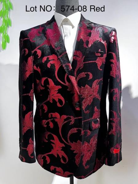 Retro Paris Suits Mens Suit Red - Red