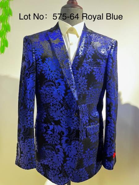 Retro Paris Suits Mens Suit Royal Blue - Royal Blue