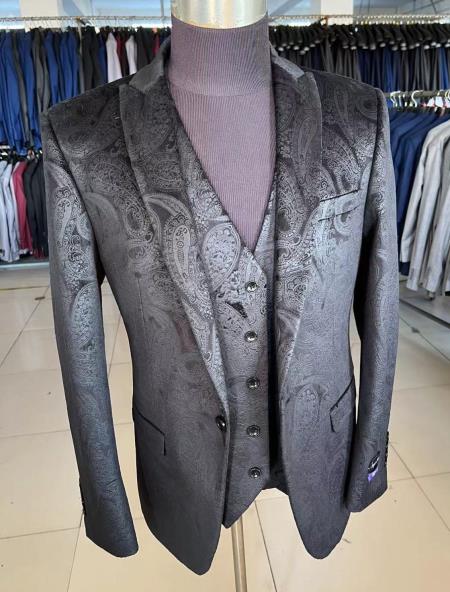 Retro Paris Suits Mens Suit - Black