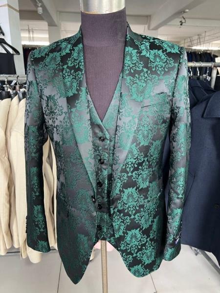 Retro Paris Suits Mens Suit - Green ~ Black