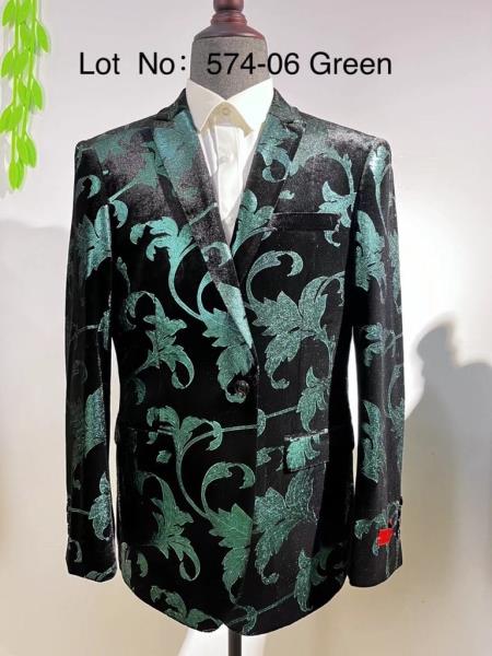 Retro Paris Suits Mens Suit - Green ~ Black