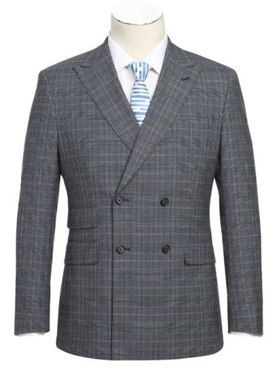 Mens Gray Windowpane Plaid Suit