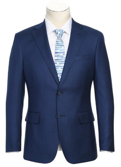Slim Fit Midnight Blue Plaid Suit for Men