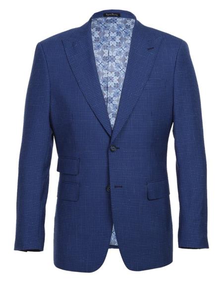 Mens Blue Windowpane Plaid Suit