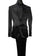 Mens Shiny Blazer - Black Sateen Vested Suit