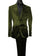 Mens Shiny Blazer - Olive Green Sateen Vested Suit