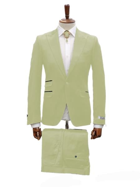 Mens Shiny Blazer - Ivory Sateen Vested Suit - 36 Short
