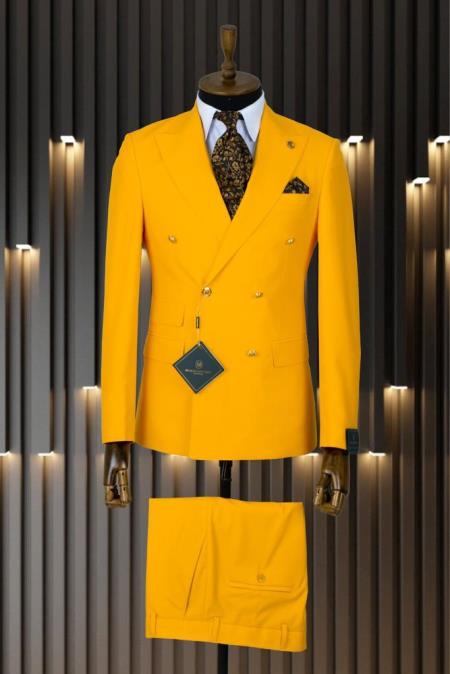 Mens Double Breasted Blazer - Gold Blazer - Sportcoat - 36 Short