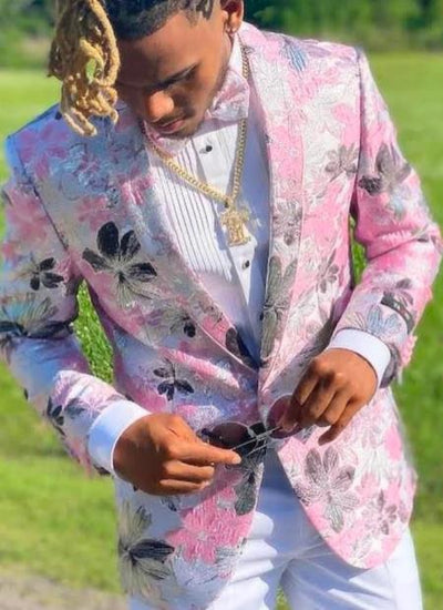 Mens Paisley Shawl Prom 2026 Tuxedo in Pink