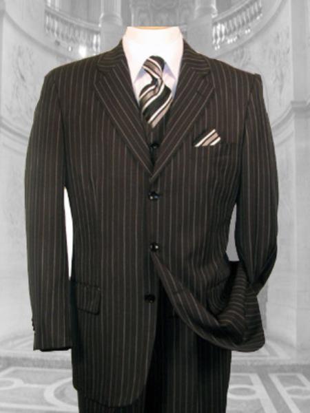 Black and White Striped Suit - 38 Short Jacket+32 Waist Adjustable 28to34)(Height: 5’4”to5’7”)(Neck 15-16.5)S-M)
