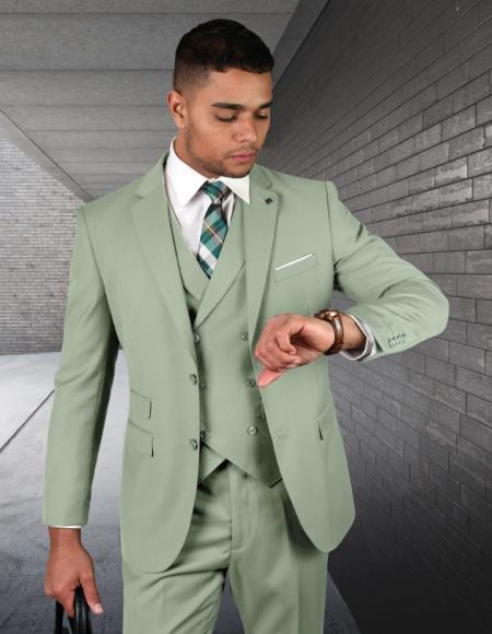 Sage Green Suits -  Light Green Suit - Summer Color Suit-New Designer Collection - 38 Short Jacket+32 Waist Adjustable 28to34)(Height: 5 4 to5 7 )(Neck  15-16.5)S-M)