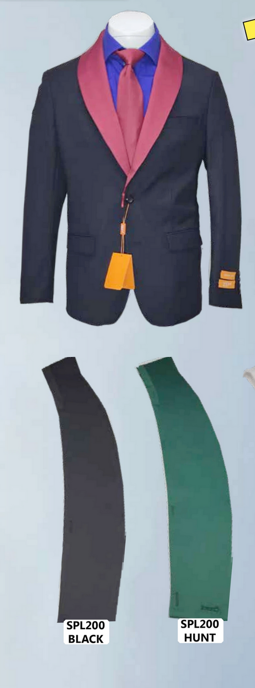 Black and Hunter Green Lapel Tuxedo Vested Shawl Collar Wedding Prom Suit