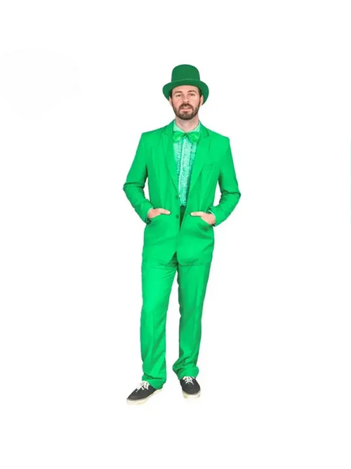 Vibrant Green Costume Suit with Matching Hat â€“ Bold Party & Event Wear
