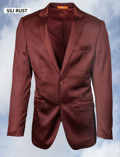 Mens Glossy Rust Formal Suit Classic Two-Button Design
