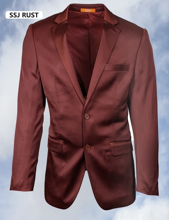 Mens Glossy Rust Formal Suit Classic Two-Button Design
