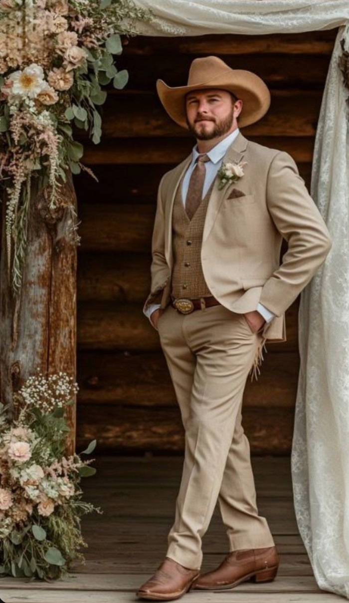 Stylish Cowboy Wedding Suit for Men â€“ Rustic Western Elegance