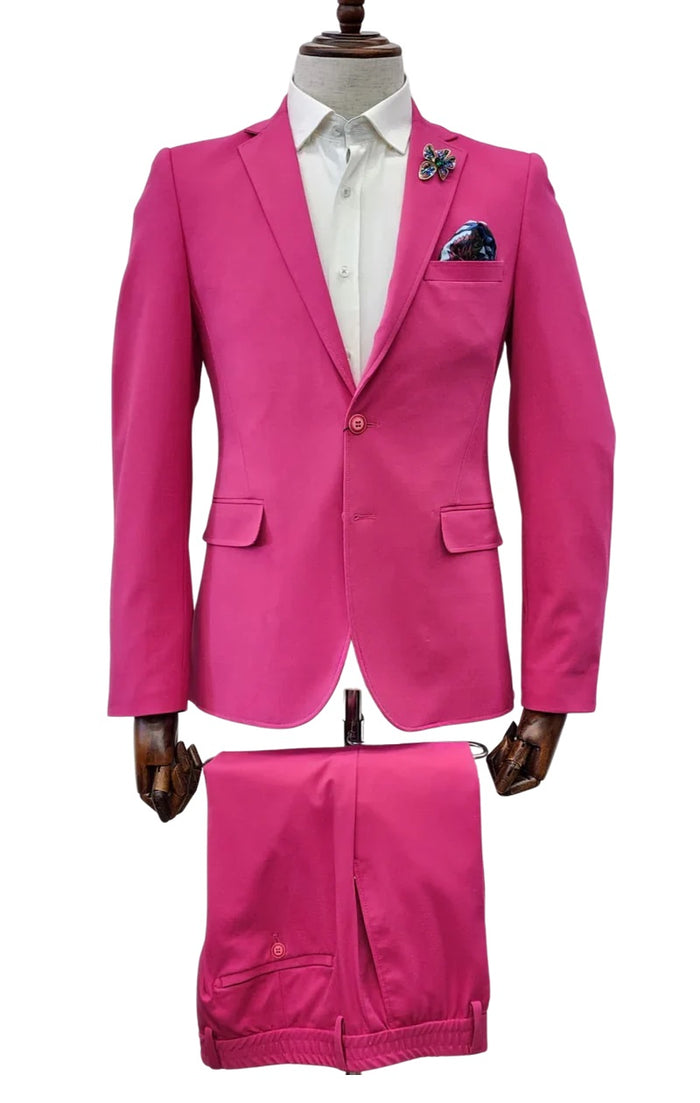 Stretch Fabric - "Hot Pink" Light Weight Suit - Slim Fitted Suit "Style #"