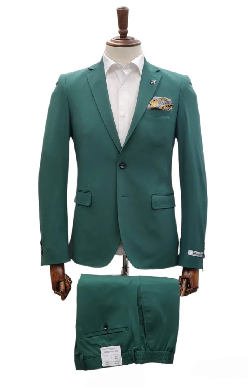 Stretch Fabric - "Green" Light Weight Suit - Slim Fitted Suit "Style #" - Green