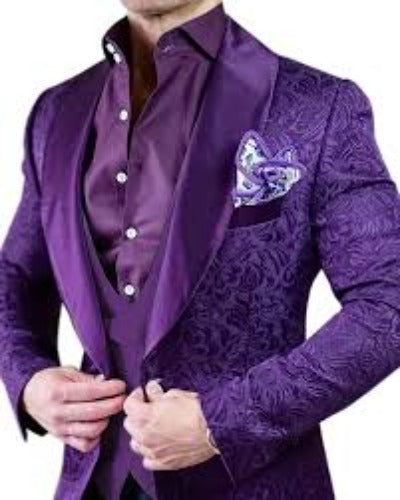 Mens Paisley Blazer - Floral Sport Coat - Purple Sport Jacket - 36 Short