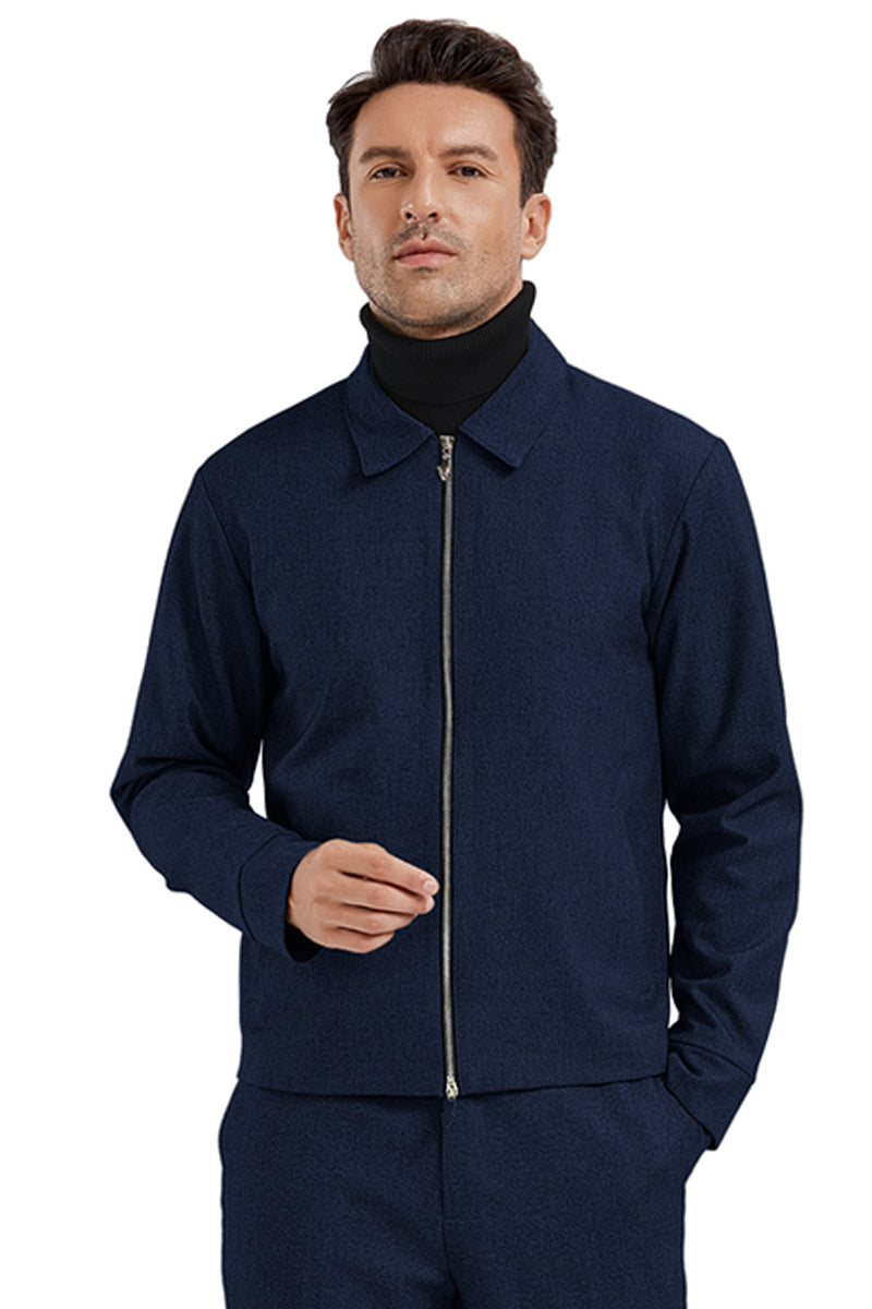 "Blue Plaid Men's Casual Track Suit - Walking Jacket & Pant Set" - X-Small