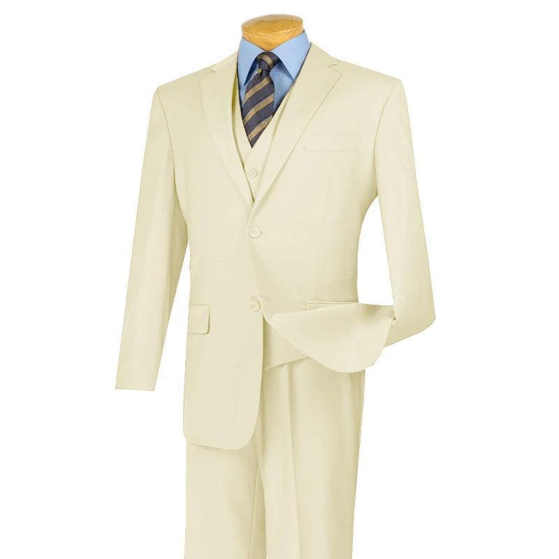 Ivory Three Piece Classic Fit Suit - 36 Short  - 30 Waist