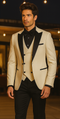 Ivory Tuxedo - Cream Wedding Suit  - Off White Groom 1 Button  Suit
