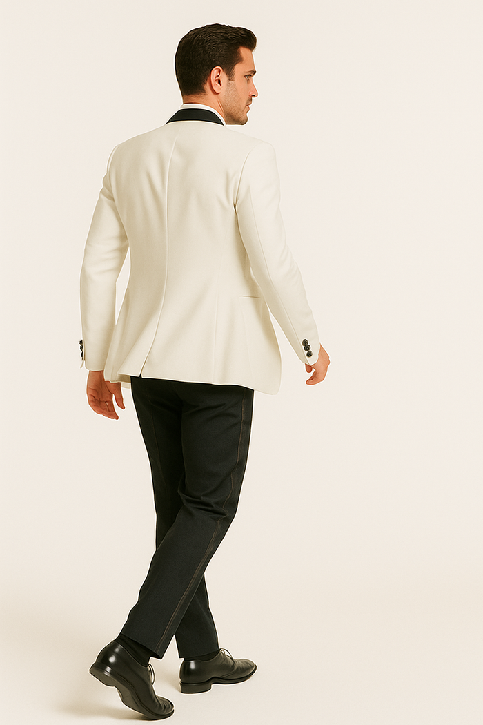 "Mens Designer Traditional Shawl Dinner Suit Jacket in Ivory"