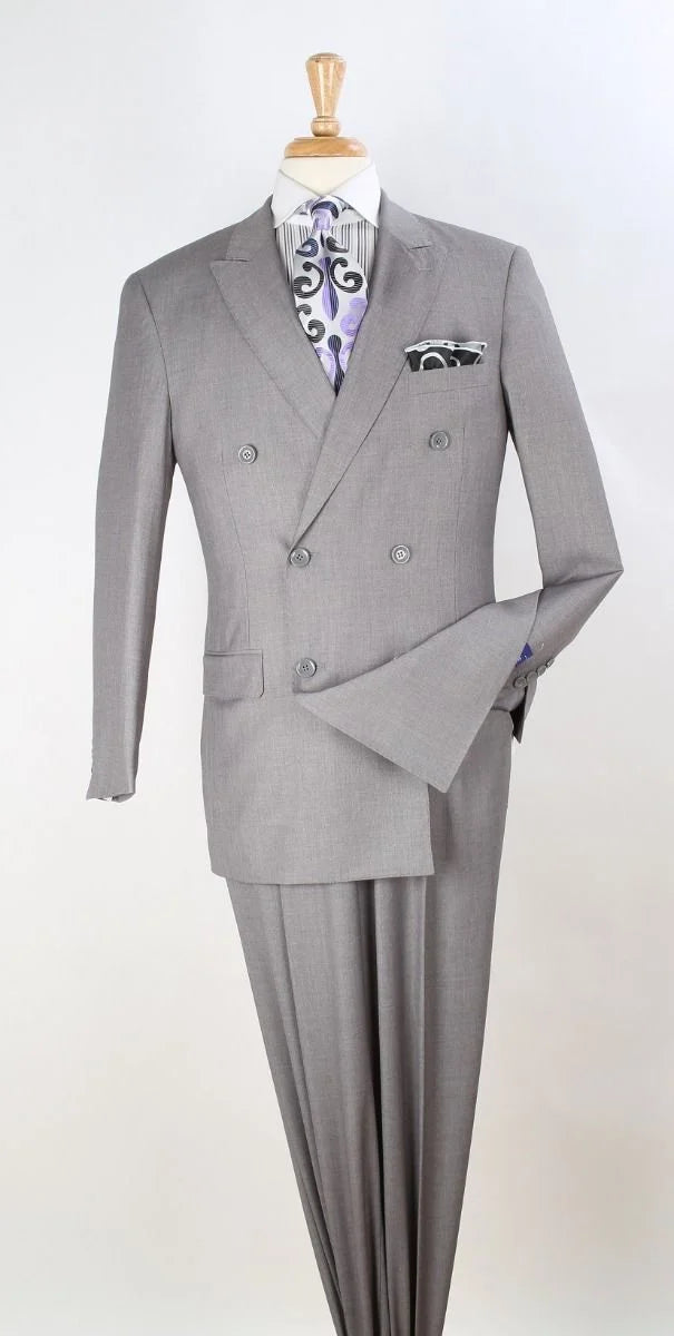 Apollo King Men's 2pc Double Breasted Suit Pleated Pants - 34 Short or Extra Small