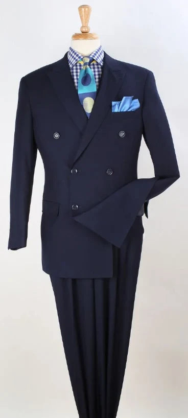 Apollo King Men's 2pc Double Breasted Suit Pleated Pants - 34 Short or Extra Small