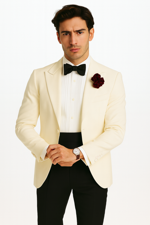 James Bonds Dinner Jackets - Snow Ivory Tuxedo Jacket-New Designer Collection