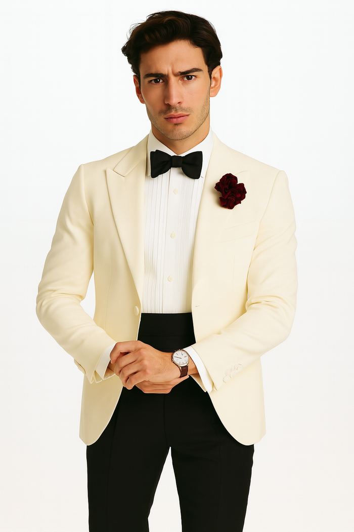 James Bonds Dinner Jackets - Snow Ivory Tuxedo Jacket-New Designer Collection