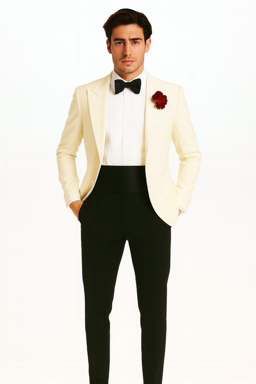 James Bonds Dinner Jackets - Snow Ivory Tuxedo Jacket-New Designer Collection