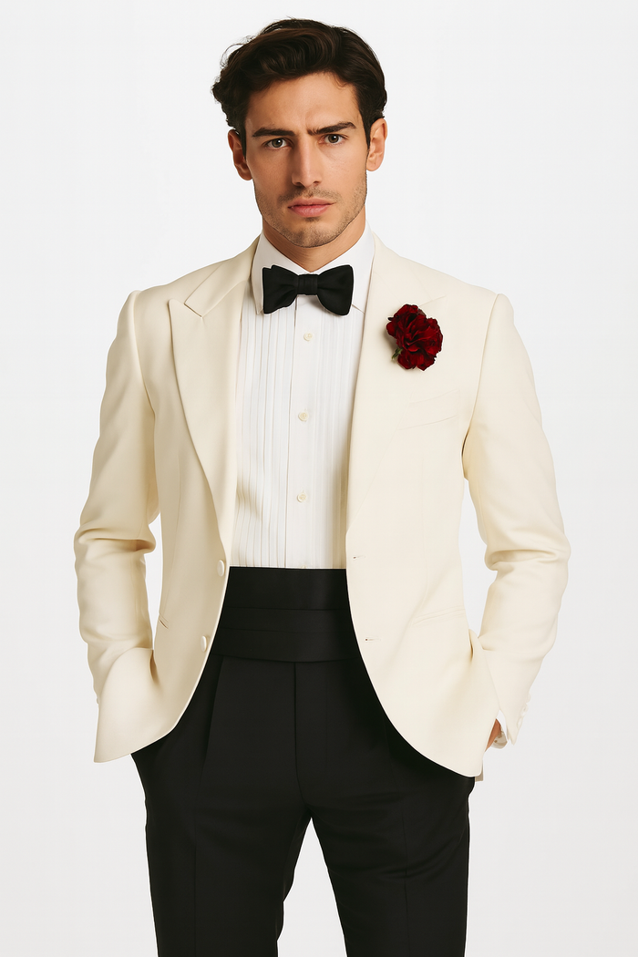 James Bonds Dinner Jackets - Snow Ivory Tuxedo Jacket-New Designer Collection