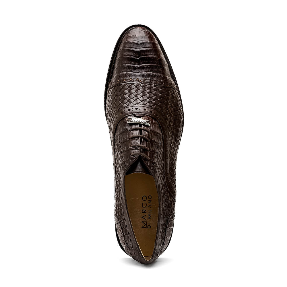 Marco Di Milano John Brown Shoes Exotic Caiman Crocodile / Woven Leather Dress Oxfords - 8