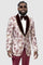 Mens One Button Vintage Style Burgundy & Gold Prom Tuxedo Dinner Jacket