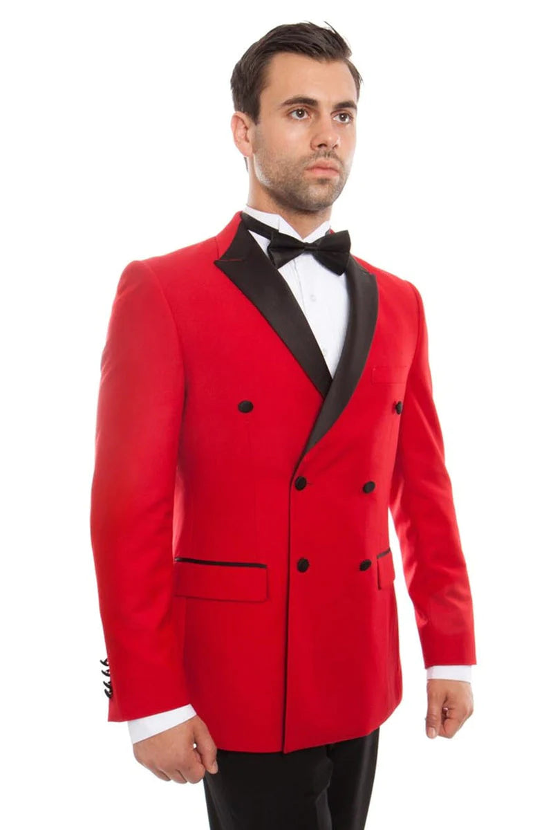 "RED DOUBLE BREASTED TUXEDO - MEN'S SLIM FIT STYLE"