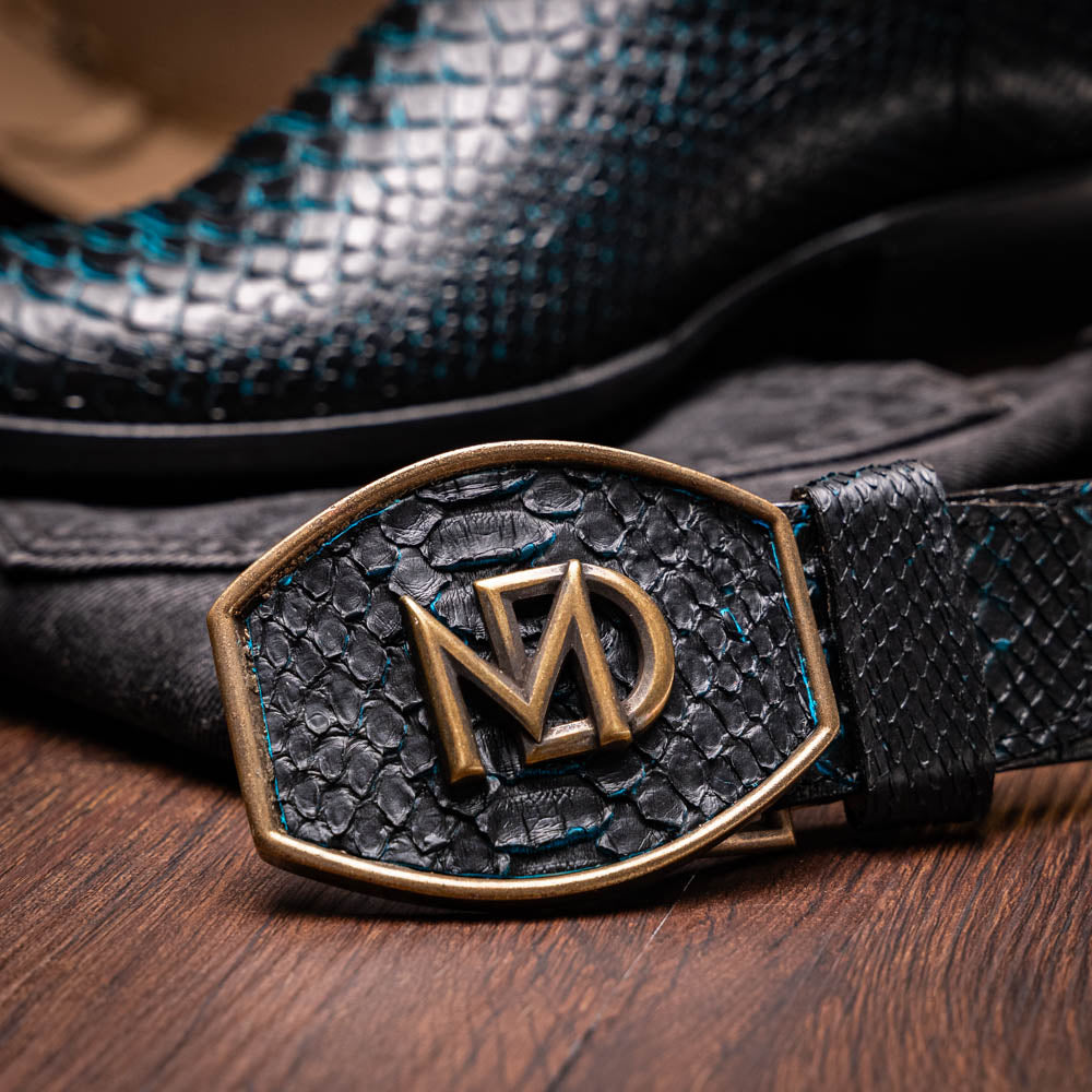 Marco Di Milano Kansas Black & Blue Leather Loafer - 7 USA