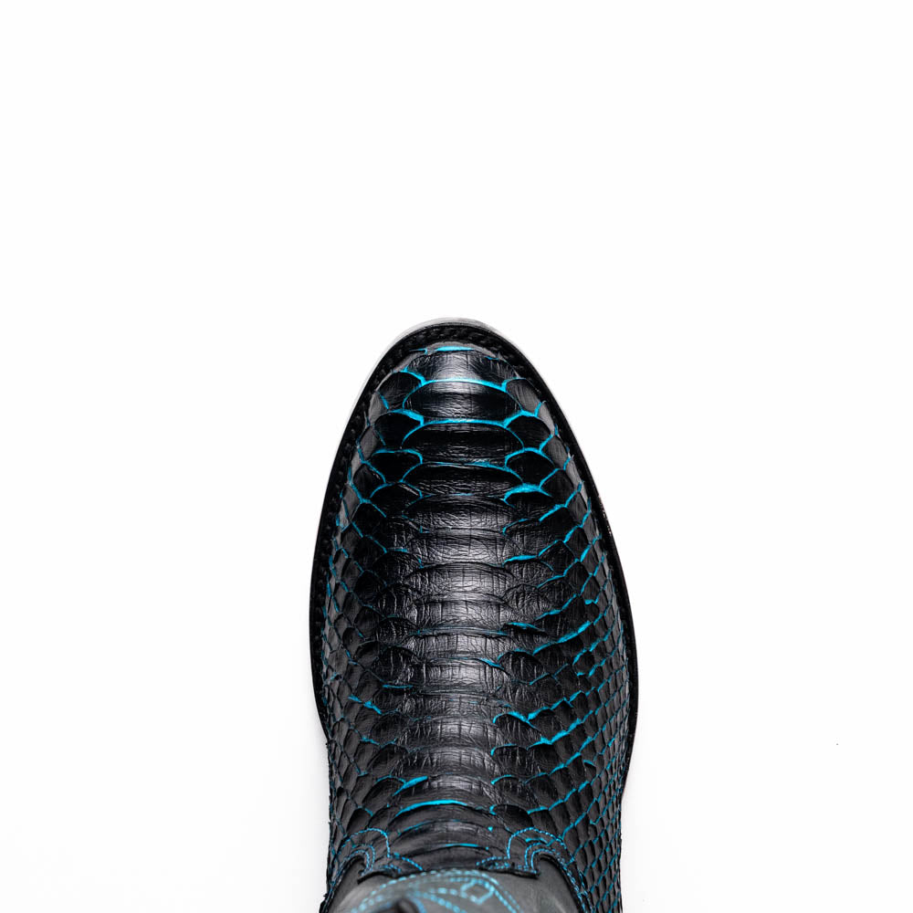 Marco Di Milano Kansas Black / Blue Python Round Toe Cowboy Boots - 7