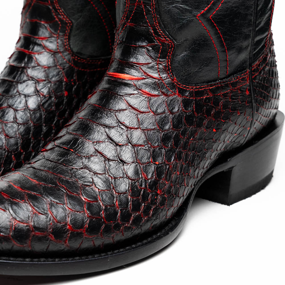 Marco Di Milano Kansas BlackCherry Python Round Toe Cowboy Boots - 7