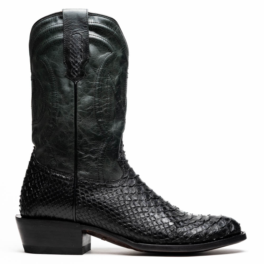 Marco Di Milano Kansas Black Python Round Toe Cowboy Boots - 7