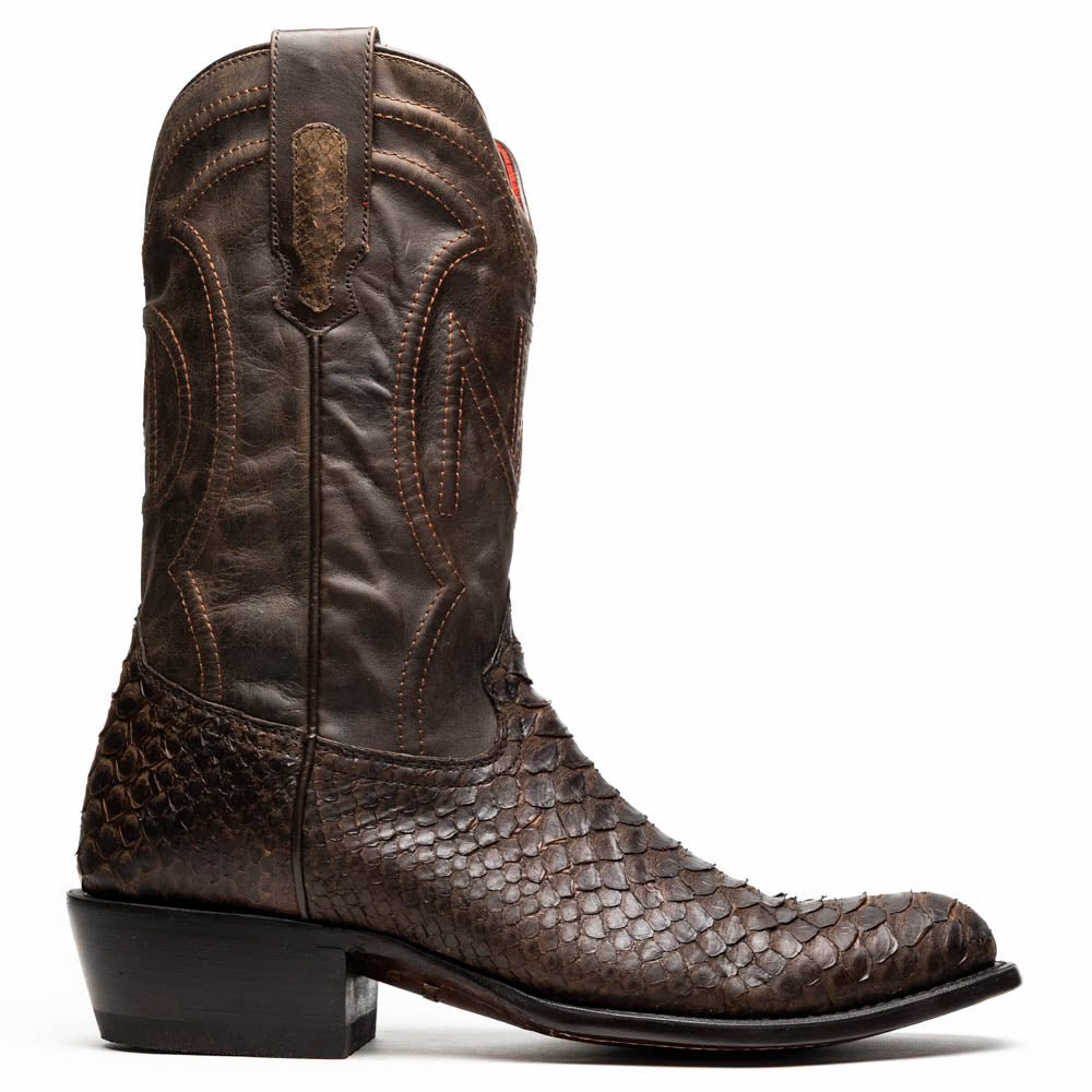 Marco Di Milano Kansas Brown Python Round Toe Cowboy Boots - 7