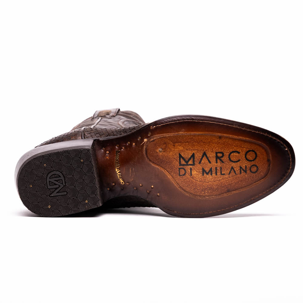 Marco Di Milano Kansas Brown Python Round Toe Cowboy Boots - 7