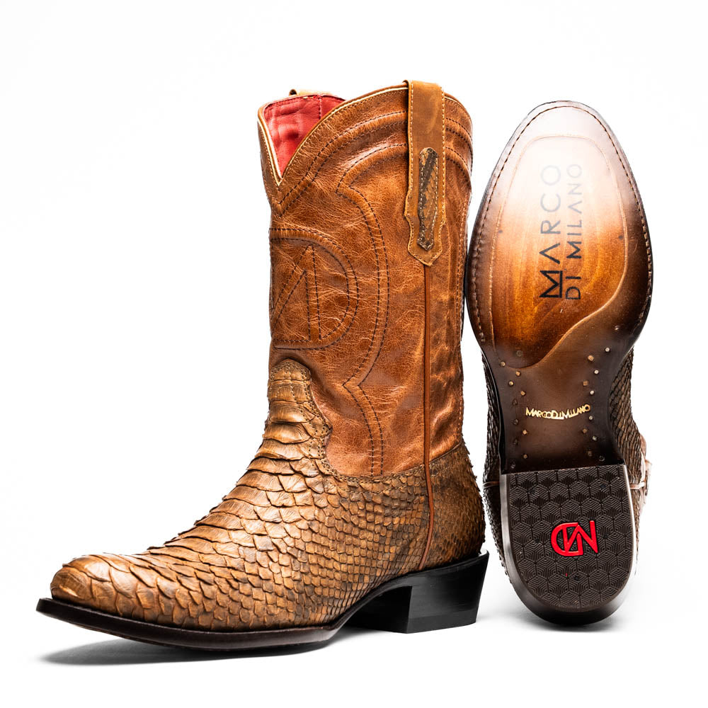 Marco Di Milano Kansas Cognac Round Toe Cowboy Boots - 7