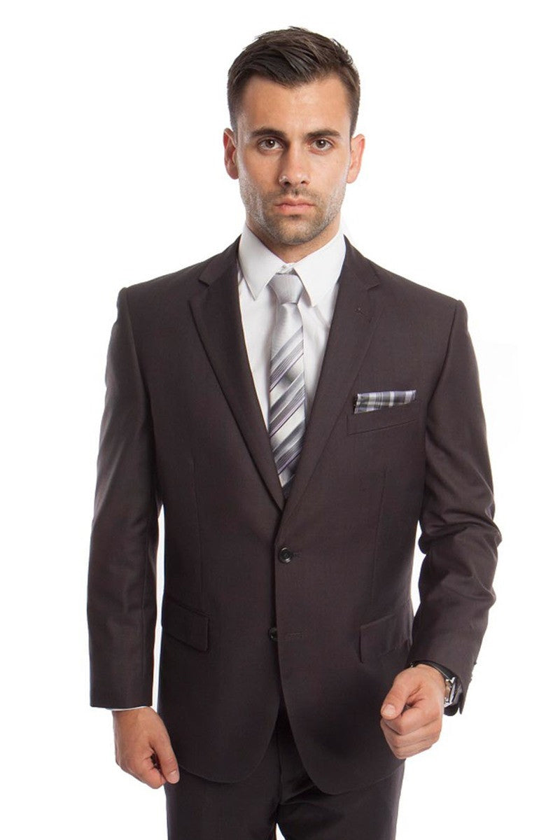 "Modern Fit Men's Business Suit - Two Button Dark Grey" - 34 Short