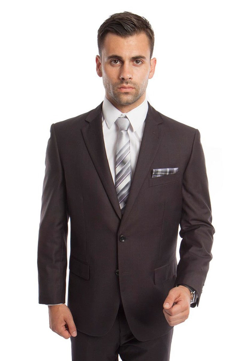 "Modern Fit Men's Business Suit - Two Button Dark Grey"