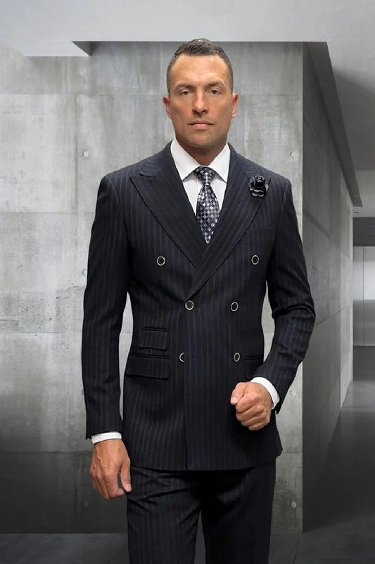 Statement Suit - Statement Italy Suit - Wool Suit - Statement Men's 2 Piece 100% Wool Fashion Suit - Pinstripe