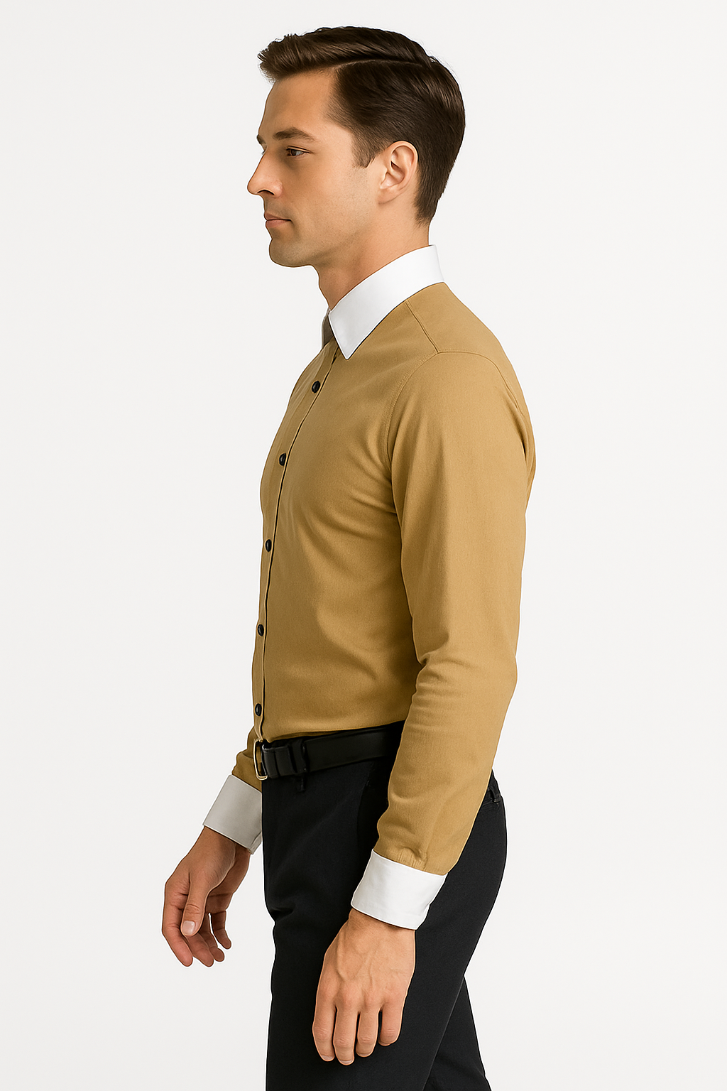 Classic Stylish Fashionable -White Collar Two Toned Contrast white collars Multi-color Men's Dress Shirt - Medium 15.5" Neck / 34-35" Sleeve