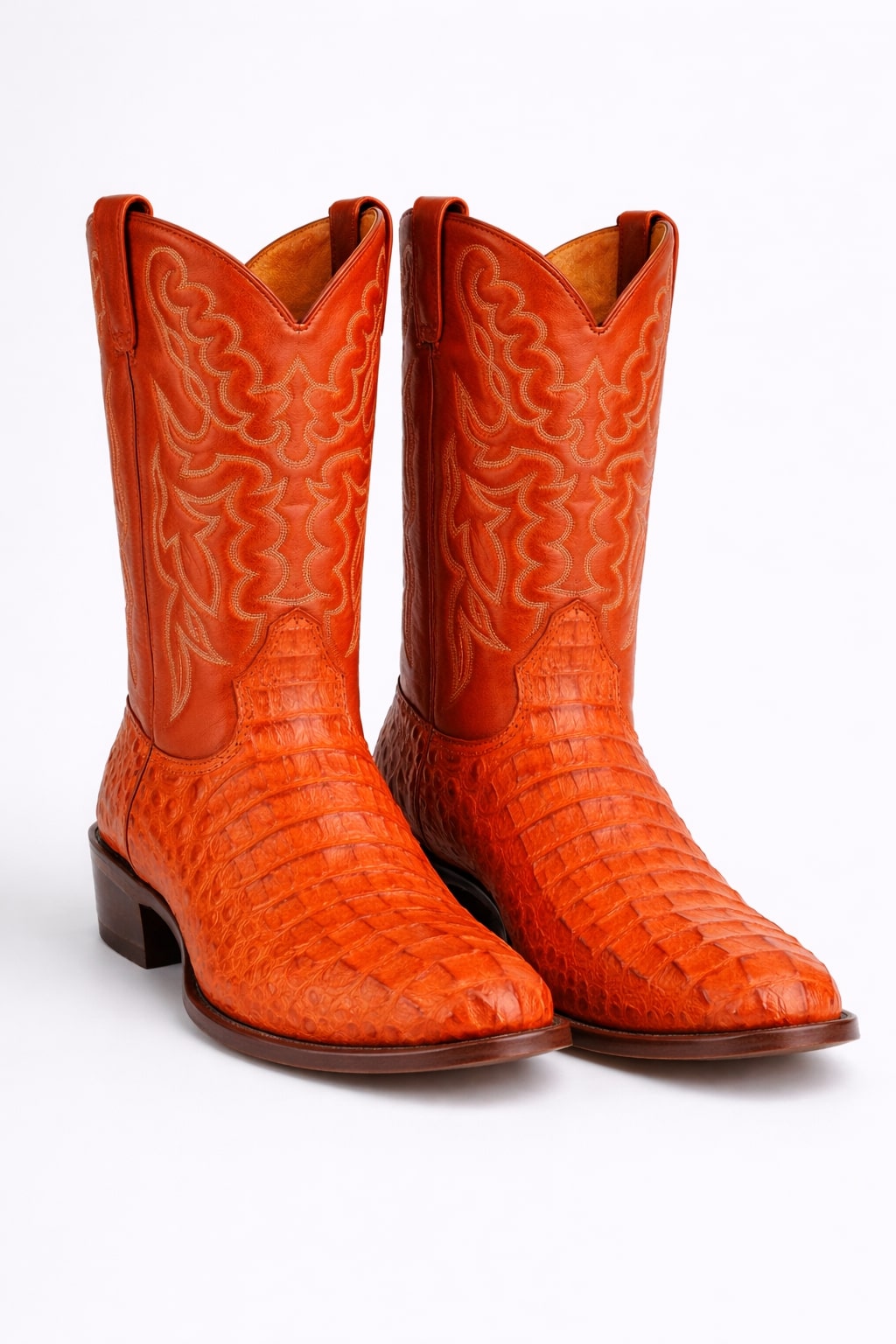 Mens King Exotic Caiman Hornback Cowboy Boots Cognac (4980203) - 6 EE